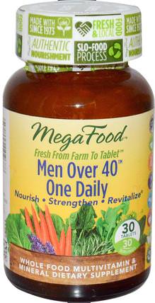 Men Over 40 One Daily, Iron Free Formula, 30 Tablets by MegaFood, 維生素，男性多種維生素，男性 HK 香港