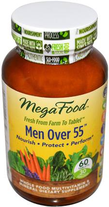 Men Over 55, Whole Food Multivitamin & Mineral, Iron Free, 60 Tablets by MegaFood, 維生素，男性多種維生素，男性 HK 香港