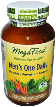 Mens One Daily, Iron Free, 90 Tablets by MegaFood, 維生素，男性多種維生素 HK 香港