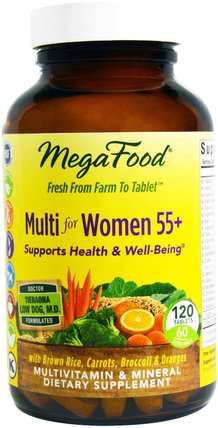 Multi for Women 55+, 120 Tablets by MegaFood, 維生素，女性多種維生素 - 老年人 HK 香港