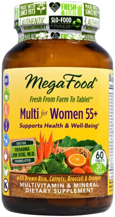 Multi for Women Over 55+, Multivitamin & Mineral, Iron Free, 60 Tablets by MegaFood, 維生素，女性多種維生素，女性 HK 香港