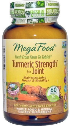 Turmeric Strength for Joints, 60 Tablets by MegaFood, 補充劑，抗氧化劑，薑黃素，薑黃 HK 香港