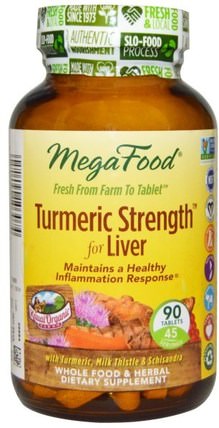 Turmeric Strength, for Liver, 90 Tablets by MegaFood, 補充劑，抗氧化劑，薑黃素，薑黃 HK 香港
