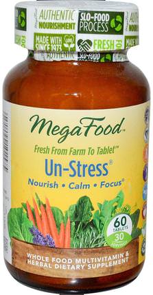 Un-Stress, 60 Tablets by MegaFood, 維生素，多種維生素，健康，抗壓力 HK 香港