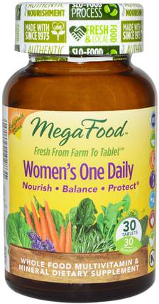 Womens One Daily, Whole Food Multivitamin & Mineral, 30 Tablets by MegaFood, 維生素，女性多種維生素，女性 HK 香港