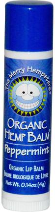 Organic Hemp Balm, Organic Lip Balm, Peppermint, 0.14 oz (4 g) by Merry Hempsters, 洗澡，美容，唇部護理，唇膏 HK 香港