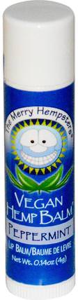 Vegan Hemp Balm, Lip Balm, Peppermint, 0.14 oz (4 g) by Merry Hempsters, 洗澡，美容，唇部護理，唇膏 HK 香港
