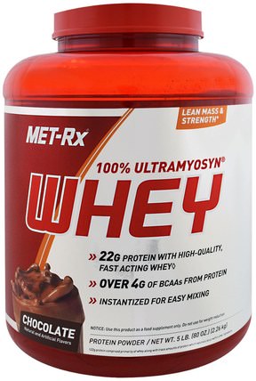 100% Ultramyosyn Whey, Chocolate, 80 oz (2.26 kg) by MET-Rx, 補充劑，乳清蛋白 HK 香港