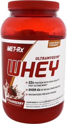 100% Ultramyosyn Whey, Strawberry, 32 oz (907 g) by MET-Rx, 補充劑，乳清蛋白 HK 香港