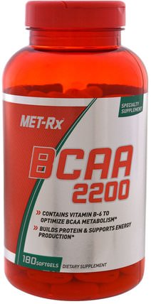 BCAA 2200, 180 Softgels by MET-Rx, 補充劑，氨基酸，bcaa（支鏈氨基酸） HK 香港