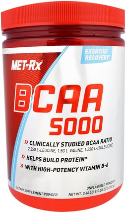 BCAA 5000 Powder, Unflavored, 10.58 oz (300 g) by MET-Rx, 補充劑，氨基酸，bcaa（支鏈氨基酸） HK 香港
