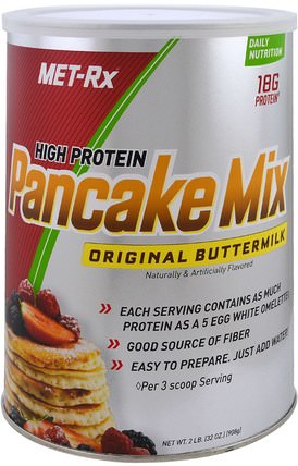 High Protein Pancake Mix, Original Buttermilk, 32 oz (908 g) by MET-Rx, 補充劑，蛋白質煎餅和烘焙混合物 HK 香港