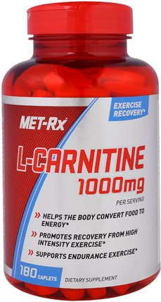 L-Carnitine, 1000 mg, 180 Caplets by MET-Rx, 補充劑，氨基酸，左旋肉鹼 HK 香港