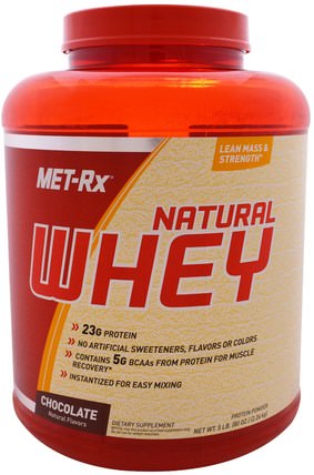 Natural Whey, Chocolate, 80 oz (2.26 kg) by MET-Rx, 運動，補品，乳清蛋白 HK 香港