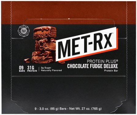 Protein Plus, Chocolate Fudge Deluxe, 9 Bars, 3.0 oz (85 g) Each by MET-Rx, 運動，蛋白質棒，蛋白質，運動蛋白質 HK 香港