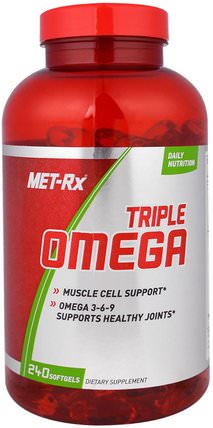 Triple Omega, 240 Softgels by MET-Rx, 補充劑，efa omega 3 6 9（epa dha），dha，epa HK 香港