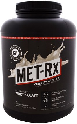 Ultramyosyn Whey Isolate, Creamy Vanilla, 80 oz (2.26 kg) by MET-Rx, 運動，補品，乳清蛋白 HK 香港
