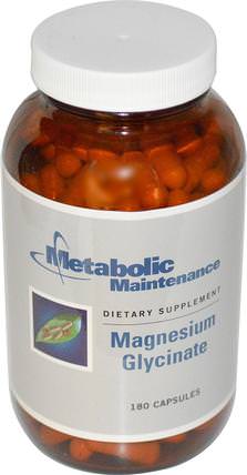 Magnesium Glycinate, 180 Capsules by Metabolic Maintenance, 補充劑，礦物質，甘氨酸鎂 HK 香港