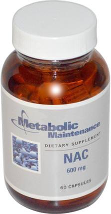 NAC, 600 mg, 60 Capsules by Metabolic Maintenance, 補充劑，氨基酸，nac（n乙酰半胱氨酸） HK 香港
