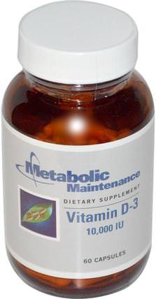 Vitamin D-3, 10.000 IU, 60 Capsules by Metabolic Maintenance, 維生素，維生素D3 HK 香港