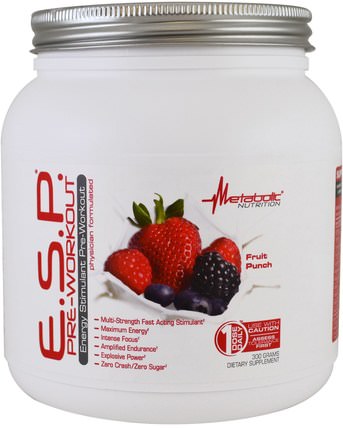 E.S.P Pre-Workout, Fruit Punch, 300 g by Metabolic Nutrition, 運動，鍛煉 HK 香港