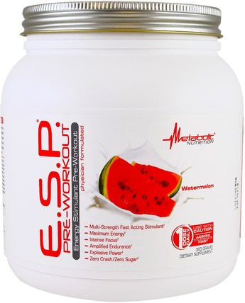 E.S.P. Pre-Workout, Watermelon, 300 g by Metabolic Nutrition, 運動，鍛煉 HK 香港