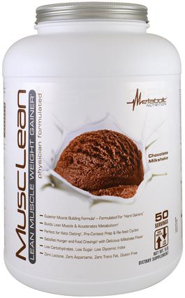 MuscLean, Lean Muscle Weight Gainer, Chocolate Milkshake, 5 lbs by Metabolic Nutrition, 運動，補品，乳清蛋白 HK 香港