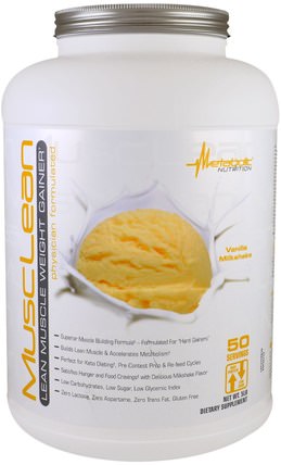 MuscleLean, Lean Muscle Weight Gainer, Vanilla Milkshake, 5 lb. by Metabolic Nutrition, 運動，補品，乳清蛋白 HK 香港