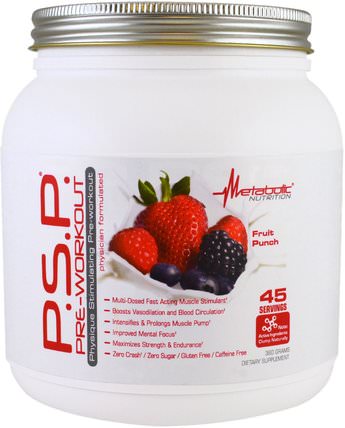 P.S.P Pre-Workout, Fruit Punch, 360 g by Metabolic Nutrition, 運動，鍛煉 HK 香港