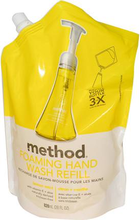 Foaming Hand Wash Refill, Lemon Mint, 28 fl oz (828 ml) by Method, 洗澡，美容，肥皂，方法補充 HK 香港