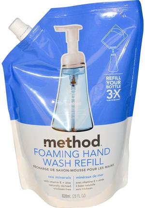 Foaming Hand Wash Refill, Sea Minerals, 28 fl oz (828 ml) by Method, 洗澡，美容，肥皂，方法補充 HK 香港