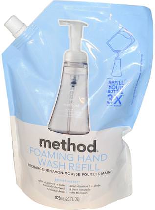 Foaming Hand Wash Refill, Sweet Water, 28 fl oz (828 ml) by Method, 洗澡，美容，肥皂，方法補充 HK 香港