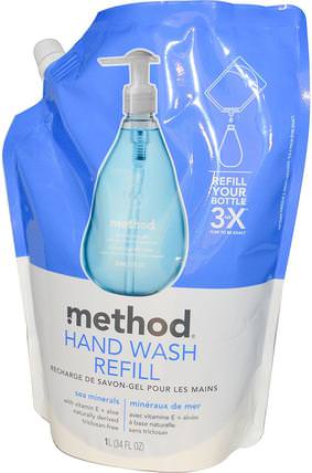 Hand Wash Refill, Sea Minerals, 34 fl oz (1 l) by Method, 洗澡，美容，肥皂，方法補充 HK 香港