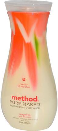 Pure Naked, Moisturizing Body Wash, Magnolia with Aloe Vera, 18 fl oz (532 ml) by Method, 洗澡，美容，沐浴露 HK 香港