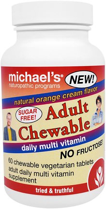Adult Chewable Daily Multi Vitamin, Natural Orange Cream Flavor, 60 Chewable Vegan Wafers by Michaels Naturopathic, 維生素，多種維生素 HK 香港