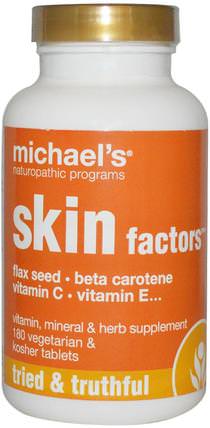 Skin Factors, 180 Veggie & Kosher Tabs by Michaels Naturopathic, 健康，痤瘡 HK 香港