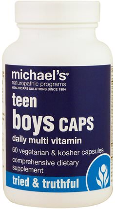 Teen Boys Caps, Daily Multi-Vitamin, 60 Veggie Caps by Michaels Naturopathic, 維生素，多種維生素，兒童多種維生素 HK 香港