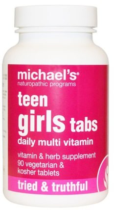 Teen Girls Tabs, Daily Multi Vitamin, 90 Veggie Tabs by Michaels Naturopathic, 維生素，多種維生素，兒童多種維生素 HK 香港