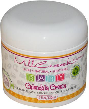 Botanicals, Baby Calendula Cream, 4 oz (120 ml) by Mill Creek, 沐浴，美容，潤膚露，面部護理，曬傷防曬，金盞花 HK 香港