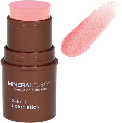 3-in-1 Color Stick, Rosette.18 oz (5.1 g) by Mineral Fusion, 沐浴，美容，唇部護理，唇膏，口紅，光澤，襯墊 HK 香港