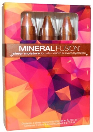 Sheer Moisture Lip Tints, 3 Lip Tints, 0.1 oz (3 g) Each by Mineral Fusion, 洗澡，美容，口紅，光澤，襯墊 HK 香港