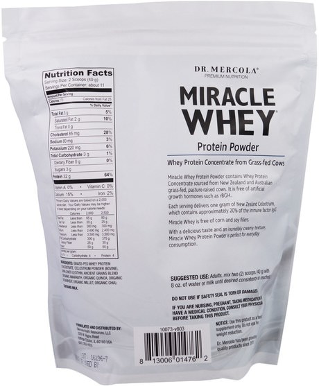健康 - Dr. Mercola, Miracle Whey Protein Powder, Original, 16 oz (454 g)