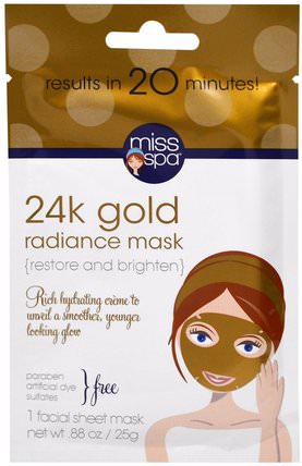 24k Gold Radiance Mask, 1 Facial Mask by Miss Spa, 美容，面膜，面膜，面部護理 HK 香港