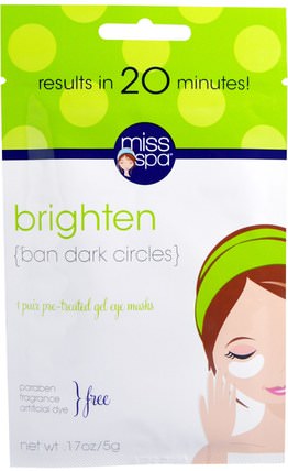 Brighten, Pre-Treated Gel Eye Masks, 1 Pair by Miss Spa, 美容，面膜，面膜 HK 香港
