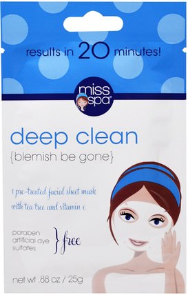 Deep Clean, 1 Pre-Treated Facial Sheet Mask by Miss Spa, 美容，面膜，面膜，面部護理 HK 香港