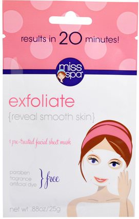 Exfoliate, Pre-Treated Facial Sheet Mask, 1 Mask by Miss Spa, 美容，面膜，面膜 HK 香港