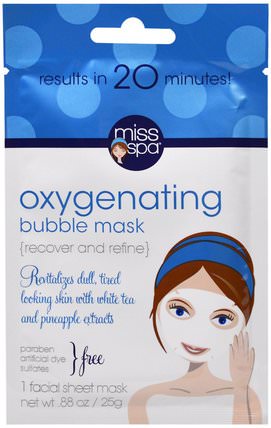 Oxygenating Bubble Mask, 1 Facial Sheet Mask by Miss Spa, 美容，面膜，面膜，面部護理 HK 香港