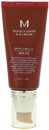 M Perfect Cover BB Cream, No. 23 Natural Beige, 50 ml by Missha, 洗澡，美容，化妝，液體化妝 HK 香港