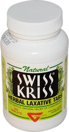 Swiss Kriss, Herbal Laxative Tabs, 250 Tablets by Modern Products, 健康，便秘 HK 香港