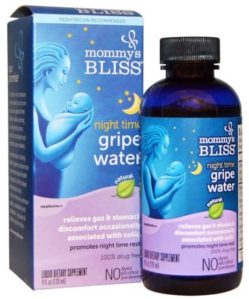 Gripe Water, Night Time, 4 fl oz (120 ml) by Mommys Bliss, 兒童健康，抱怨水絞痛 HK 香港